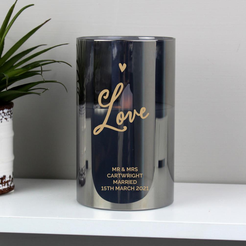 Personalised Love Smoked Glass LED Candle Extra Image 1